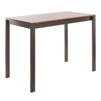 Lumisource CT-FUJI AN+WL Fuji Contemporary Counter Table in Antique Metal and Walnut Wood 